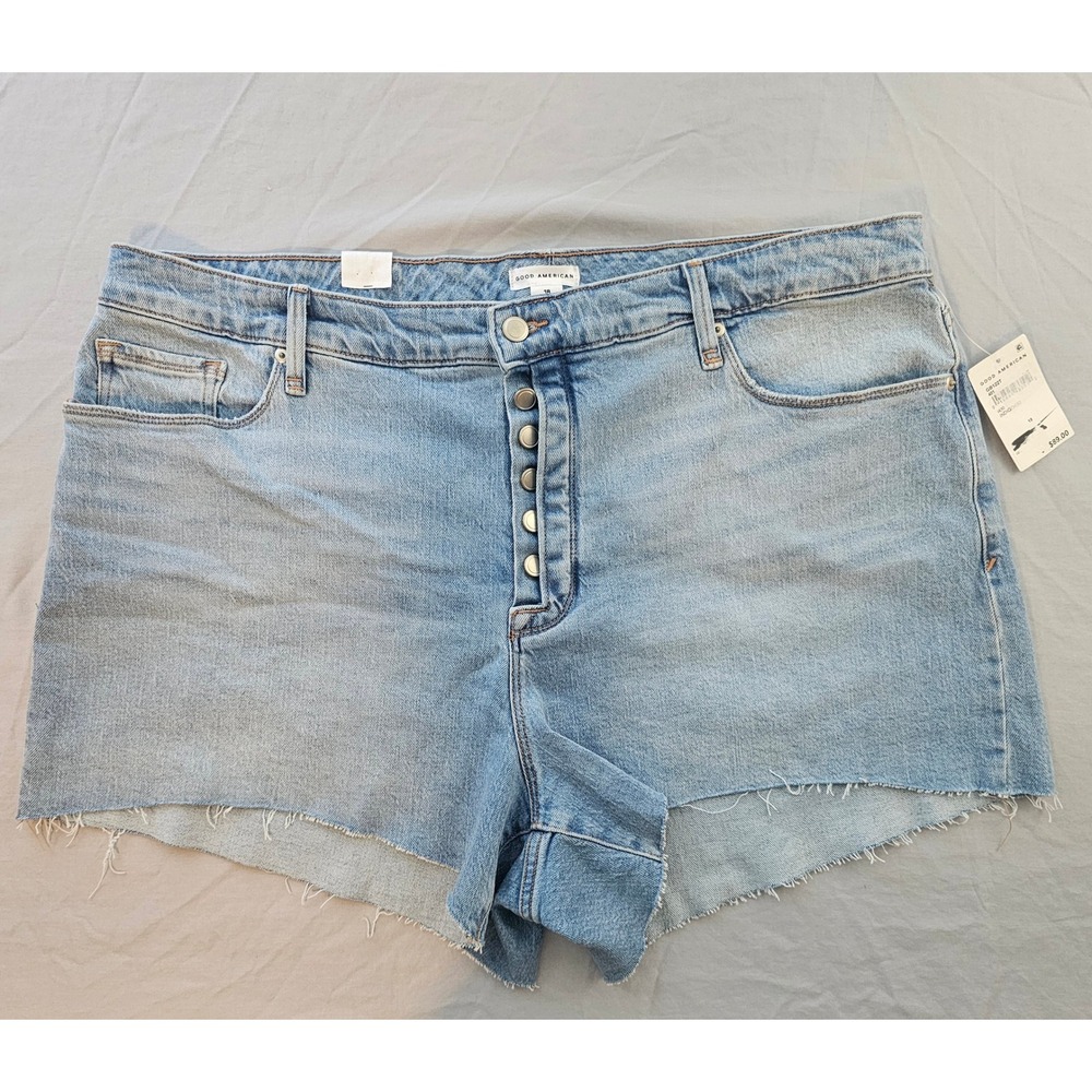 Good American Size 18 Bombshell Short Exposed Button Fly Raw Hem NWT L543